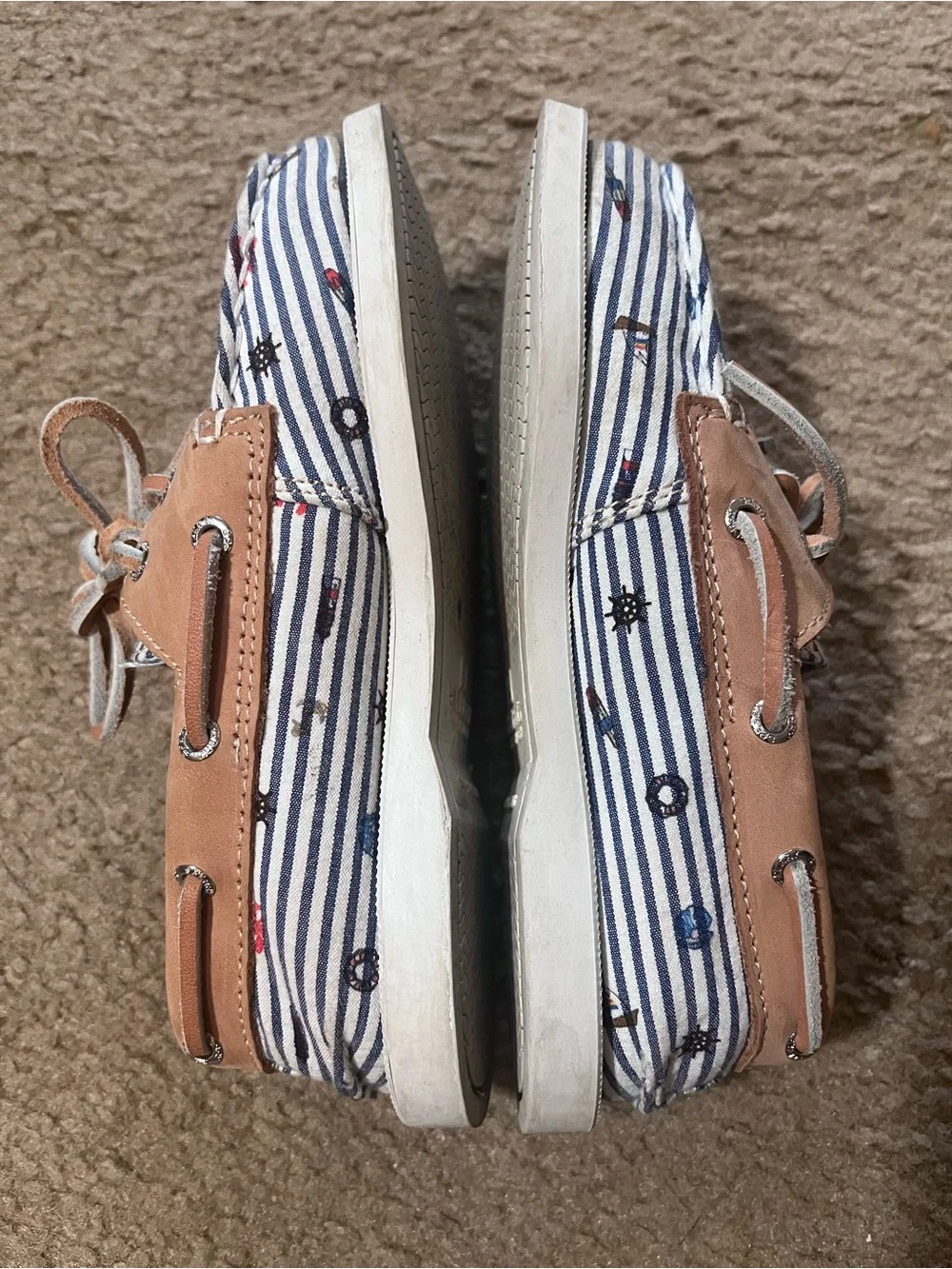 Sperry Kids Nautical Stripe Boat Shoes - Blue & Tan